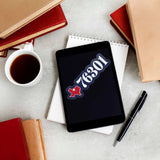 76301 Zip Code Wichita Falls Texas Sticker on Kindle Tablet with Coffee Mug