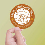 Arches National Park Utah Sticker on Green Background