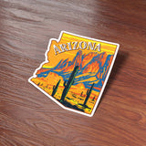 Cute Desert Mountain Sticker on Wood Desk in Office