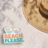 Beach Please Cute Shore Sticker Outdoors on Beach Blanket