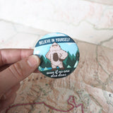 Believe in Yourself Bigfoot Pin Small and Large on Map