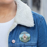 Bigfoot Believe in Yourself Sasquatch Pin on Denim Jacket