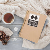 Black Diamonds are a Girl's Best Friend Skiing Sticker on Notebook with Mug of Tea and Cozy Winter Sweater