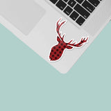 Buffalo Plaid Deer Antler Decal on Laptop