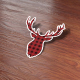 Buffalo Plaid Deer Antler Sticker on Wood Desk in Office