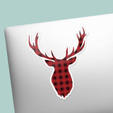 Buffalo Plaid Deer Antler Sticker on Laptop