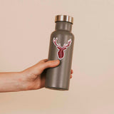 Buffalo Plaid Deer Antler Sticker on Water Bottle