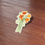 Vintage Botanical Art Sticker on Wood Background