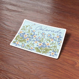 Cute Floral Columbine Flower Colorado Sticker on Wood Desk in Office