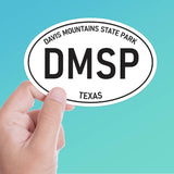 Large Davis Mountain State Park Texas White Oval Bumper Sticker, Big Bend National Park West TX Decal for Hydroflask Water Bottle & Laptop