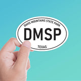 Small Davis Mountain State Park Texas White Oval Bumper Sticker, Big Bend National Park West TX Decal for Hydroflask Water Bottle & Laptop