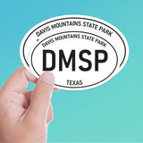 Set of 2 Davis Mountain State Park Texas White Oval Bumper Sticker, Big Bend National Park West TX Decal for Hydroflask Water Bottle & Laptop