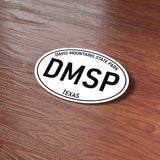 Big Bend Davis Mountain State Park Texas White Oval Sticker on Wood