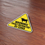 Texas Longhorn Easily Distracted by Cows Sticker on Wood