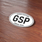 Garner State Park Texas Hill Country White Oval Sticker on Wood