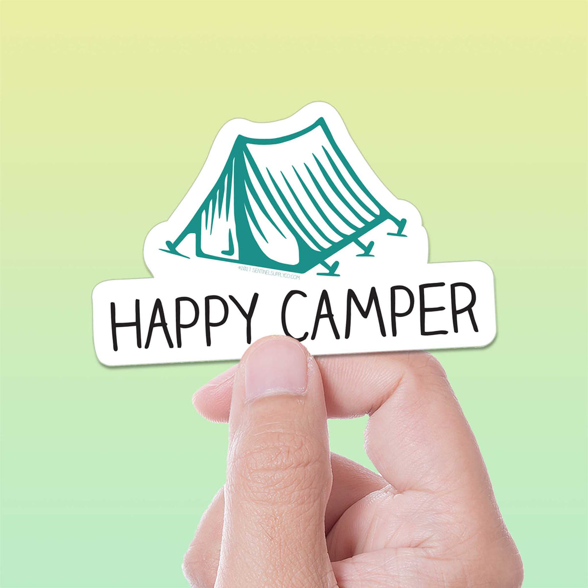 Happy Camper Tent Camping Bumper Sticker for Car