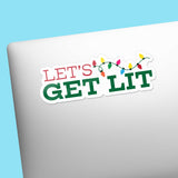 Let's Get Lit Christmas Sticker on Laptop