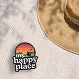 My Happy Place Retro Lake Sticker Outdoors on Beach Blanket