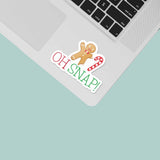 Oh Snap Gingerbread Man Holiday Decal on Laptop