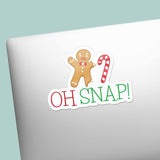 Oh Snap Gingerbread Man Holiday Sticker on Laptop