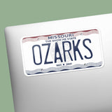 Ozarks Missouri License Plate Sticker on Laptop