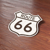 Small and Large Route 66 Sticker on Wood Desk in Office