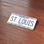 St. Louis Missouri Sticker on Wood Desk in Office