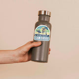 Sunset Surf San Diego Decal on Water Bottle
