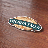Wichita Falls Texas Sticker on Wood