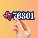 76301 Zip Code Wichita Falls Texas Bumper Sticker - North TX Decal for Hydroflask Water Bottle, Dallas Fort Worth WFTX North Texas Gifts