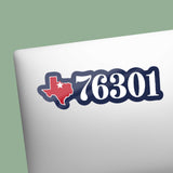 76301 Zip Code Wichita Falls Texas Sticker on Laptop