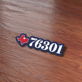 76301 Zip Code Wichita Falls Texas Sticker on Wood