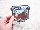 Believe Jackalope Sticker, Large 4" Bumper Sticker