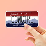 Cowgirl Idaho License Plate Sticker