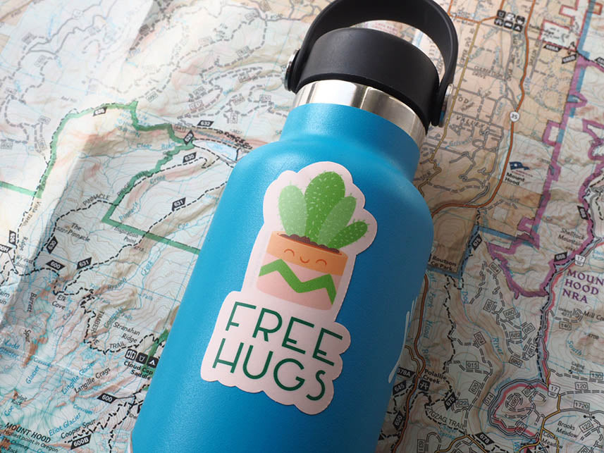 Free Hugs Cute Cactus Sticker for Hydroflask Laptop – Sentinel