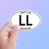 White Oval Liberty Lake Bumper Sticker