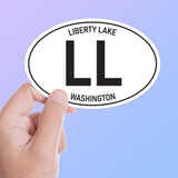 White Oval Liberty Lake Bumper Sticker