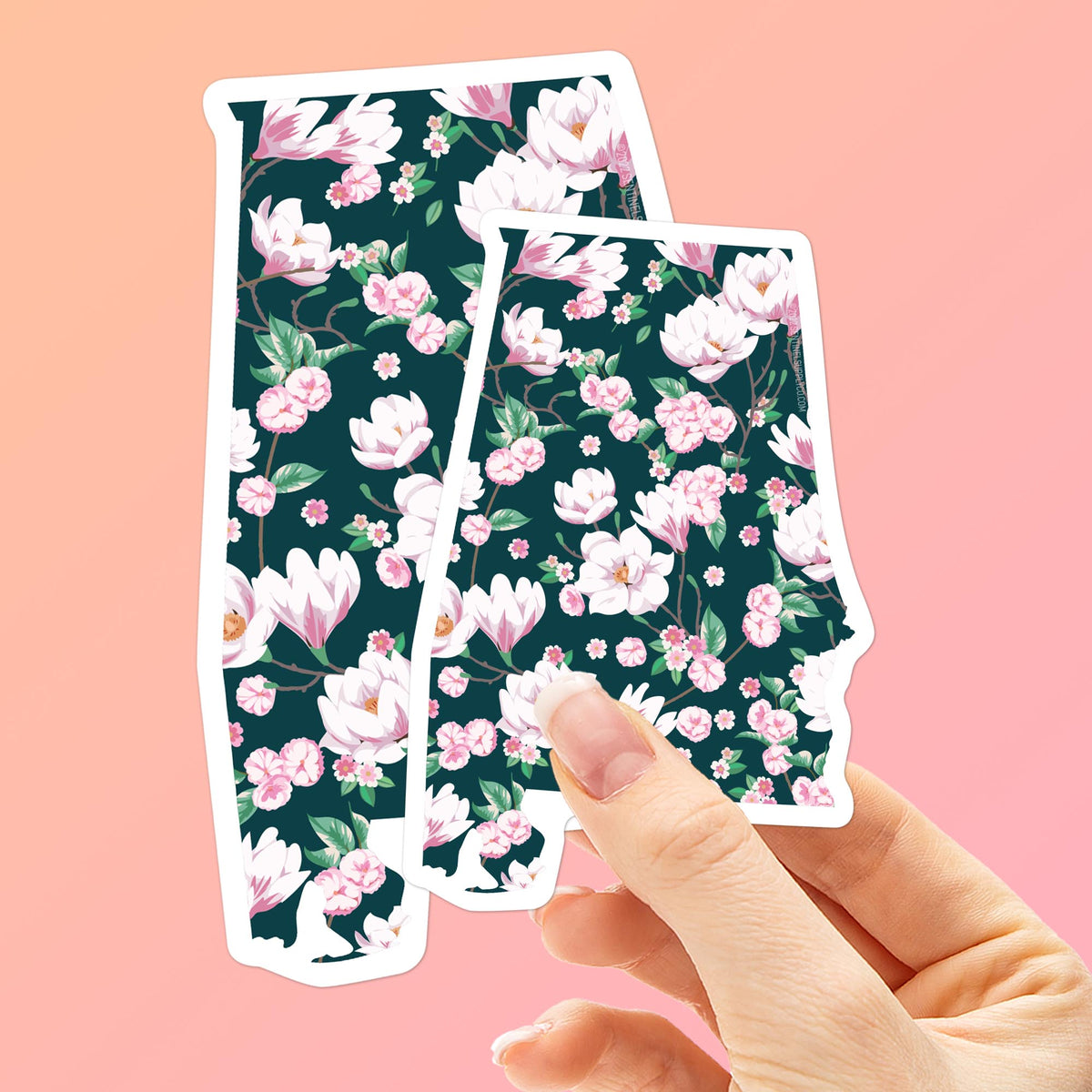 Floral Alabama Bumper Sticker for Car, Cute Pink Magnolia Tree Decal Sentinel Supply