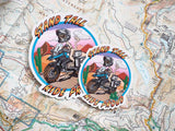 Meerkat Moto Desert Artwork Sticker - Size Comparison