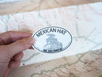 Mexican Hat Utah White Oval Sticker - 3" Water Bottle Size