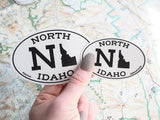White Oval North Idaho Stickers - Size Comparison