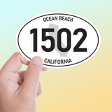 White Oval 1502 Ocean Beach San Diego Sticker