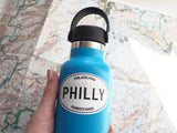 Philly Skyline White Oval Sticker on Hydroflask