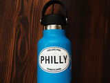 Philly Skyline White Oval Sticker on Hydroflask