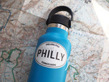 Philly Skyline White Oval Sticker on Hydroflask