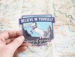 Believe Unicorn Sticker - Hooves in Air Large 4" Size