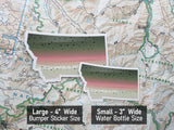 Montana Rainbow Trout Sticker Size Comparison