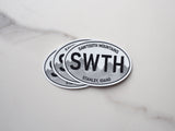 White Oval Sawtooth Mountains Idaho Sticker