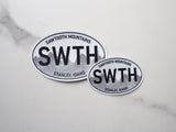 White Oval Sawtooth Mountains Idaho Sticker