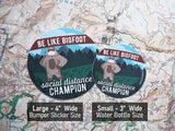Social Distancing Bigfoot Sticker Size Comparision